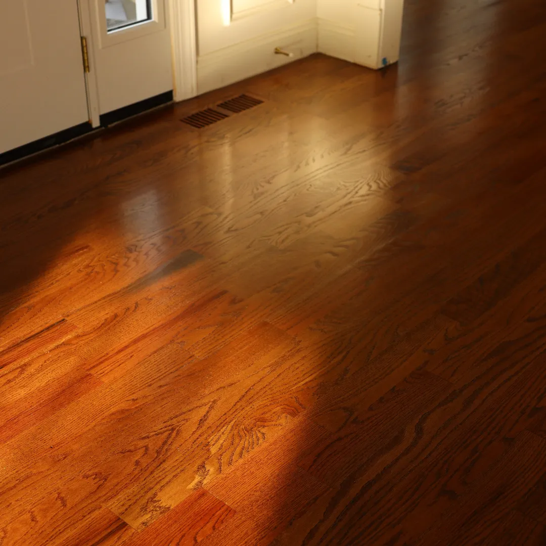 Rich darker stain hardwood floor in a Pennsylvania dining room