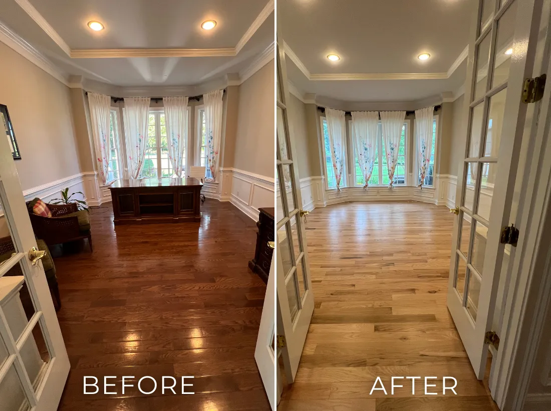 Hardwood floor in a Pennsylvania home showing classic mid-tone color choice