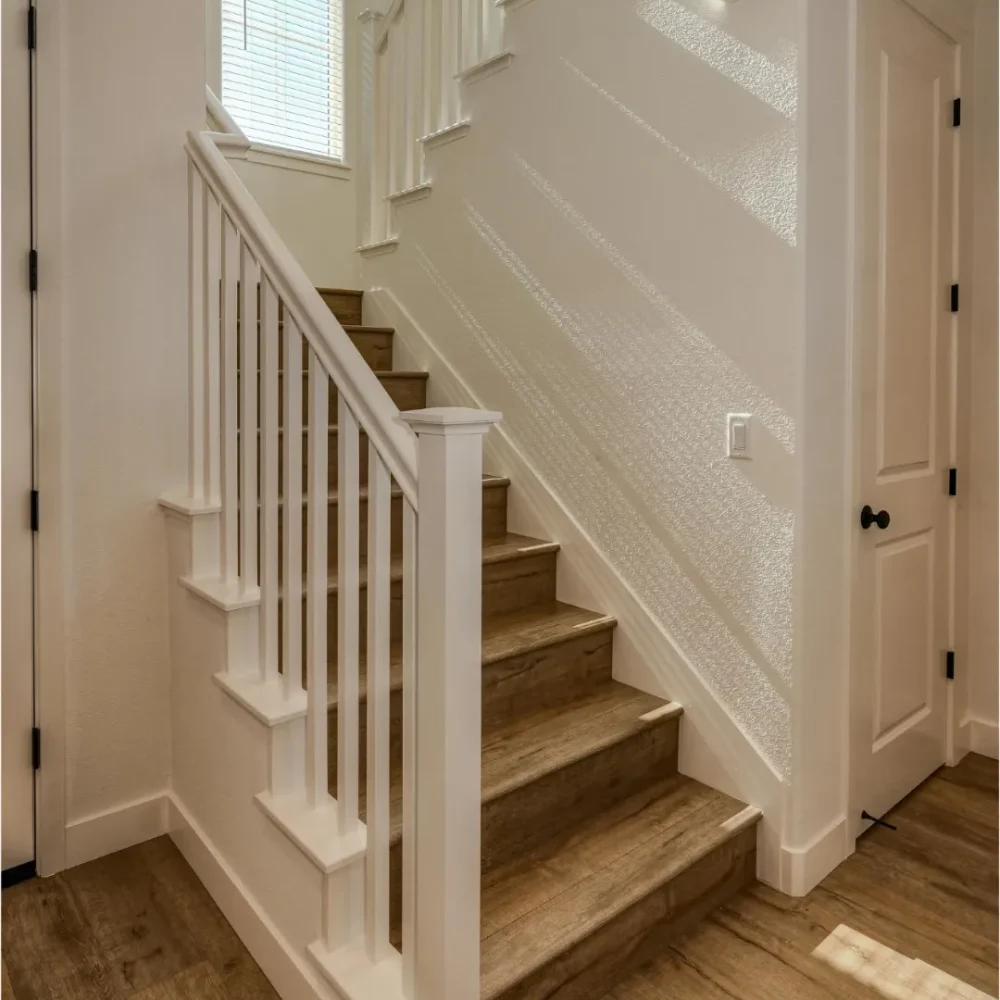 hardwood floor stair case